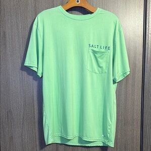 Salt Life Men's Tshirt Bright Green UVAPOR Short Sleeve Size Medium EUC